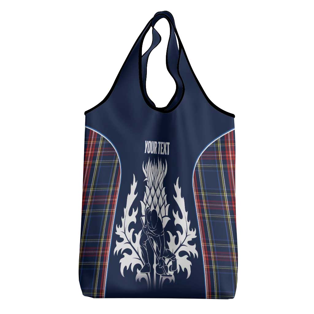 Custom Scotland Curling Grocery Bag Scottish Thistle Mix Tartan Pattern - Wonder Print Shop