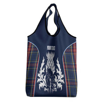 Custom Scotland Curling Grocery Bag Scottish Thistle Mix Tartan Pattern - Wonder Print Shop