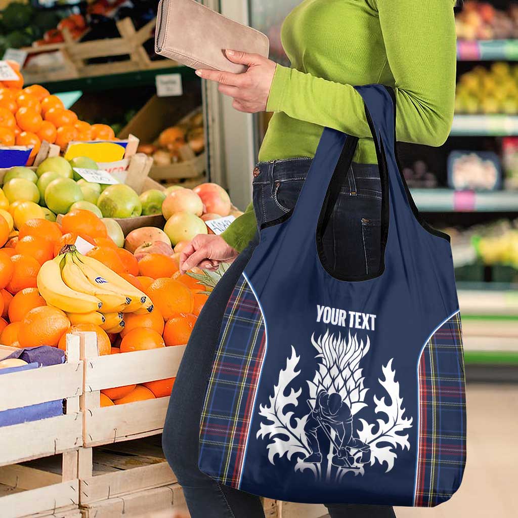Custom Scotland Curling Grocery Bag Scottish Thistle Mix Tartan Pattern - Wonder Print Shop