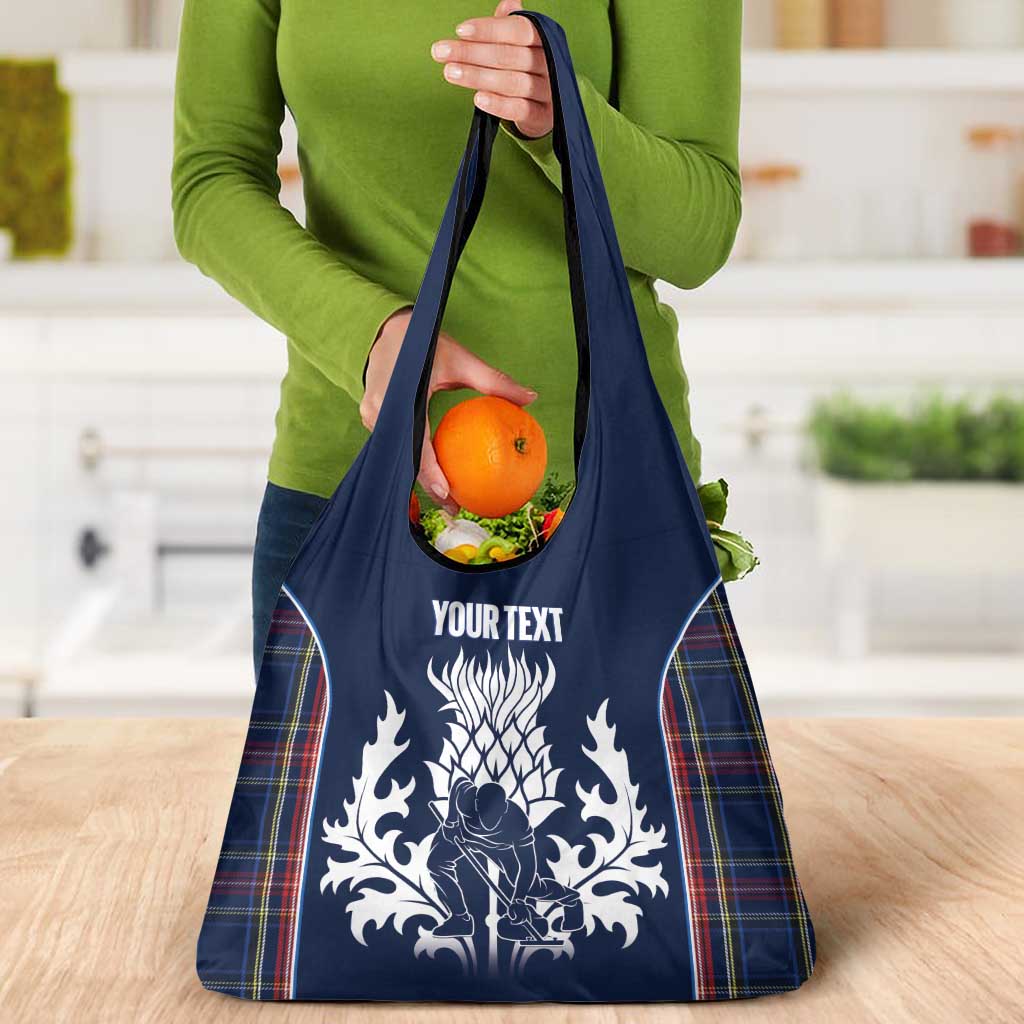 Custom Scotland Curling Grocery Bag Scottish Thistle Mix Tartan Pattern - Wonder Print Shop