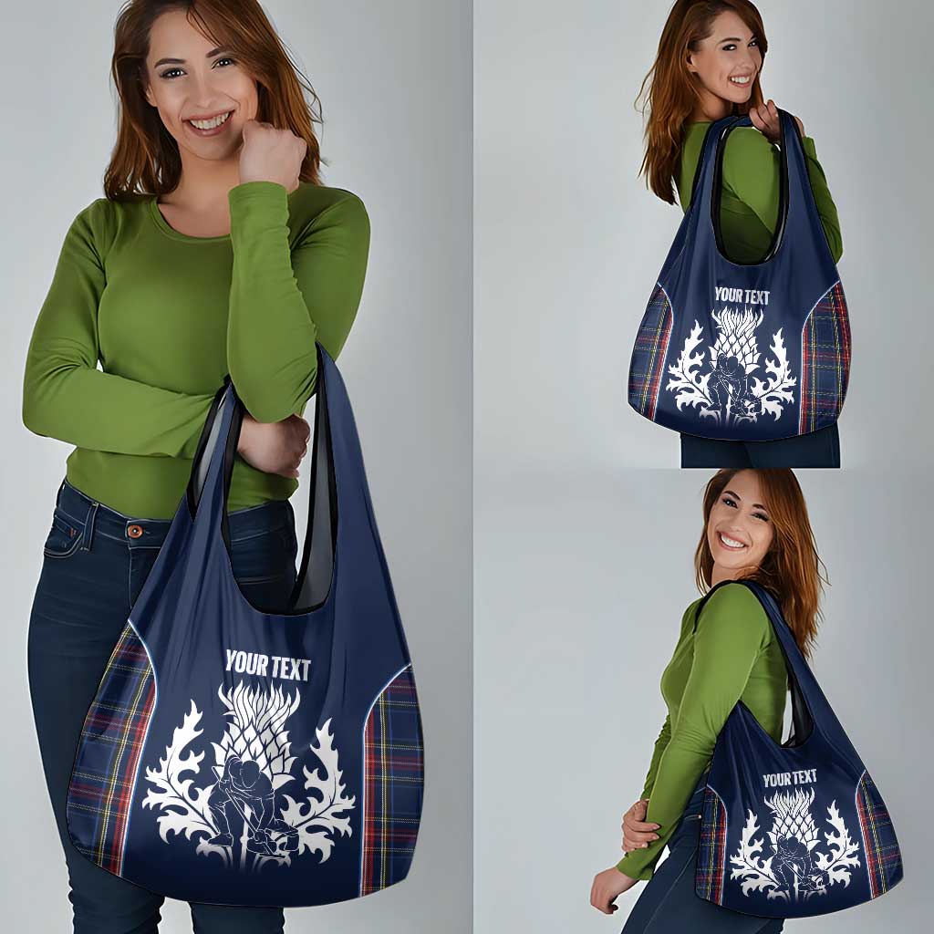 Custom Scotland Curling Grocery Bag Scottish Thistle Mix Tartan Pattern - Wonder Print Shop