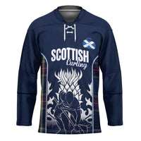 Custom Scotland Curling Hockey Jersey Scottish Thistle Mix Tartan Pattern - Wonder Print Shop