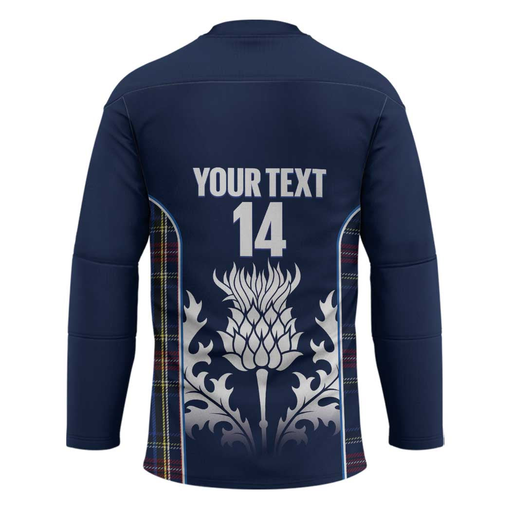 Custom Scotland Curling Hockey Jersey Scottish Thistle Mix Tartan Pattern - Wonder Print Shop