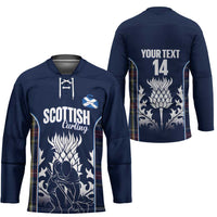 Custom Scotland Curling Hockey Jersey Scottish Thistle Mix Tartan Pattern - Wonder Print Shop