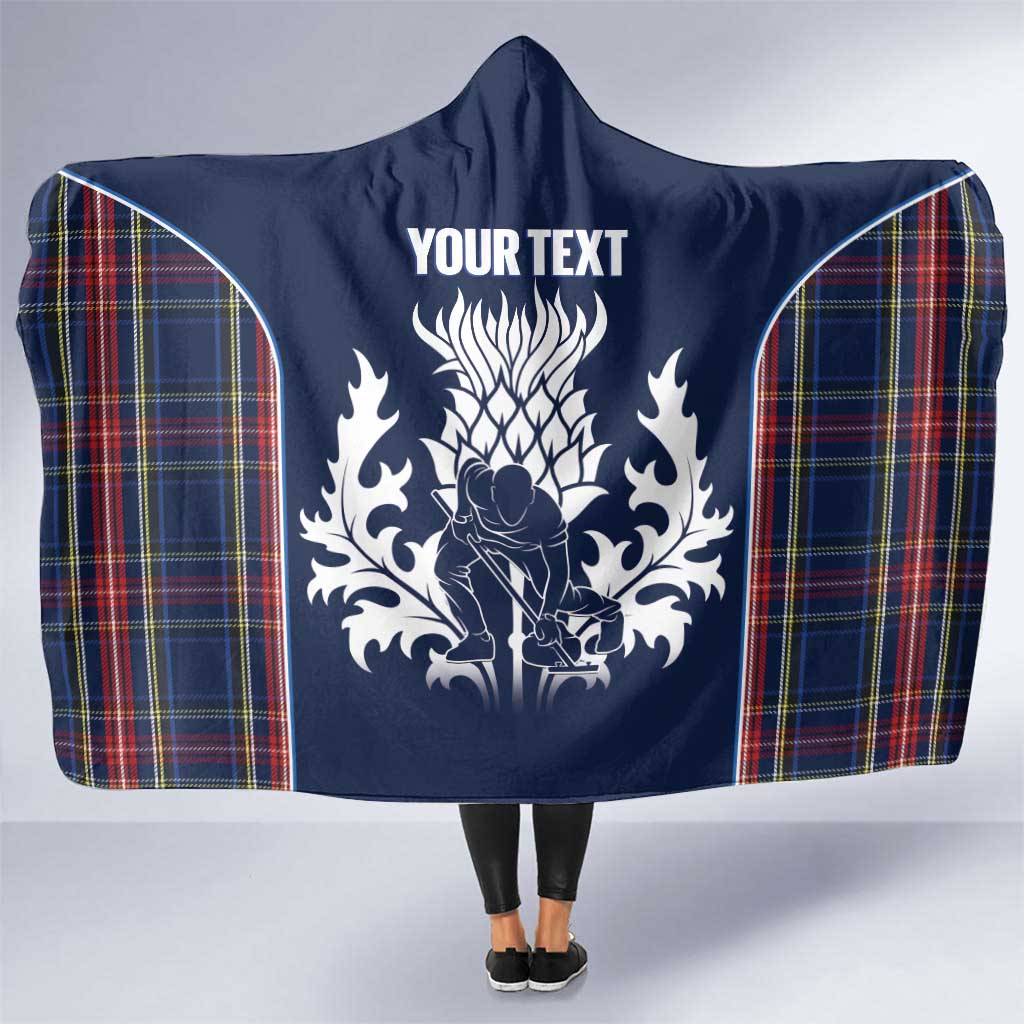 Custom Scotland Curling Hooded Blanket Scottish Thistle Mix Tartan Pattern - Wonder Print Shop