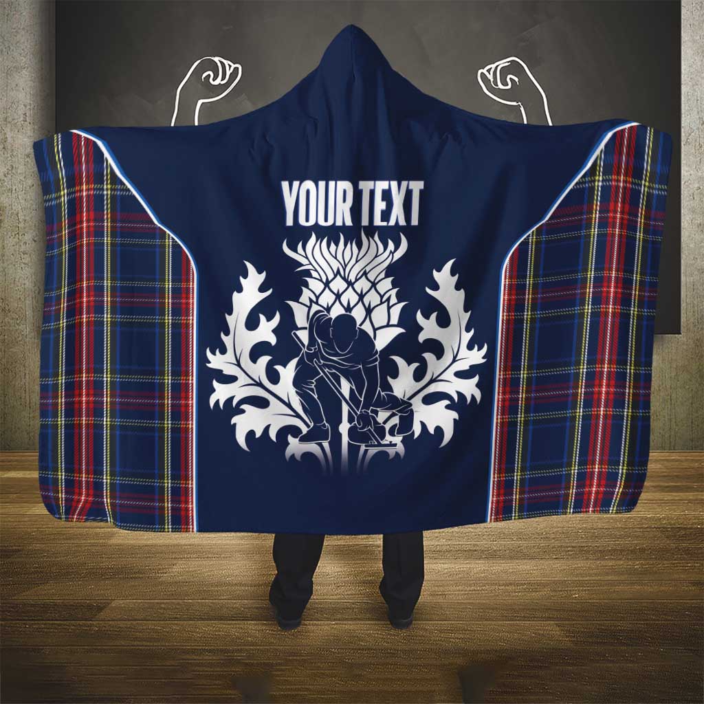 Custom Scotland Curling Hooded Blanket Scottish Thistle Mix Tartan Pattern - Wonder Print Shop