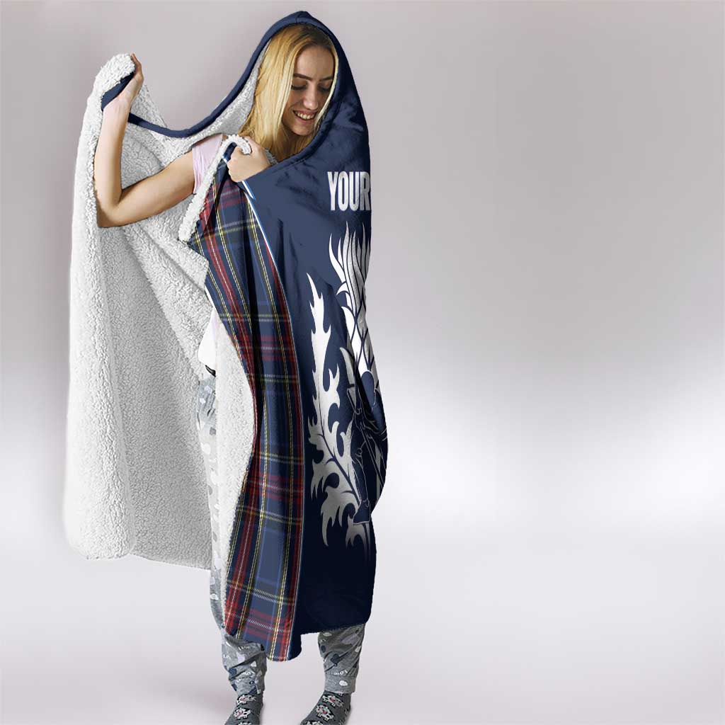 Custom Scotland Curling Hooded Blanket Scottish Thistle Mix Tartan Pattern - Wonder Print Shop