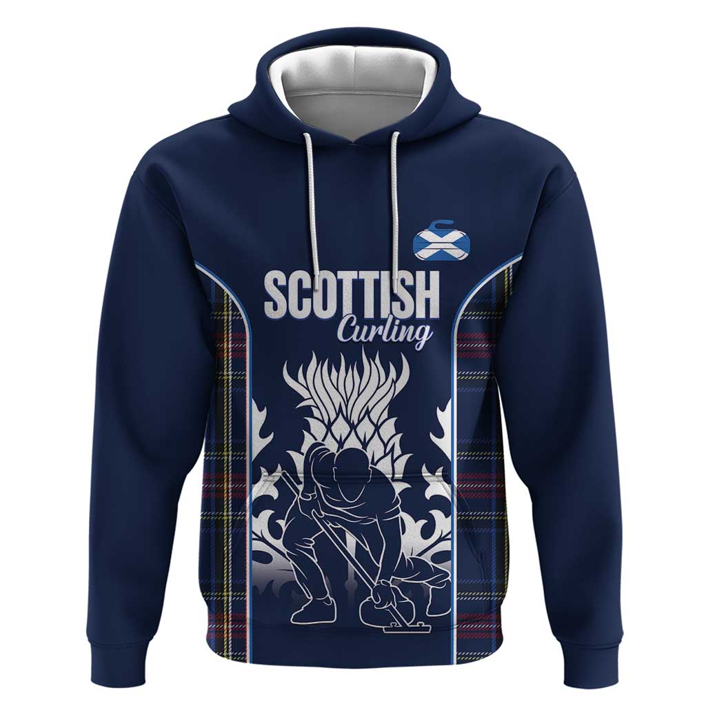 Custom Scotland Curling Hoodie Scottish Thistle Mix Tartan Pattern - Wonder Print Shop