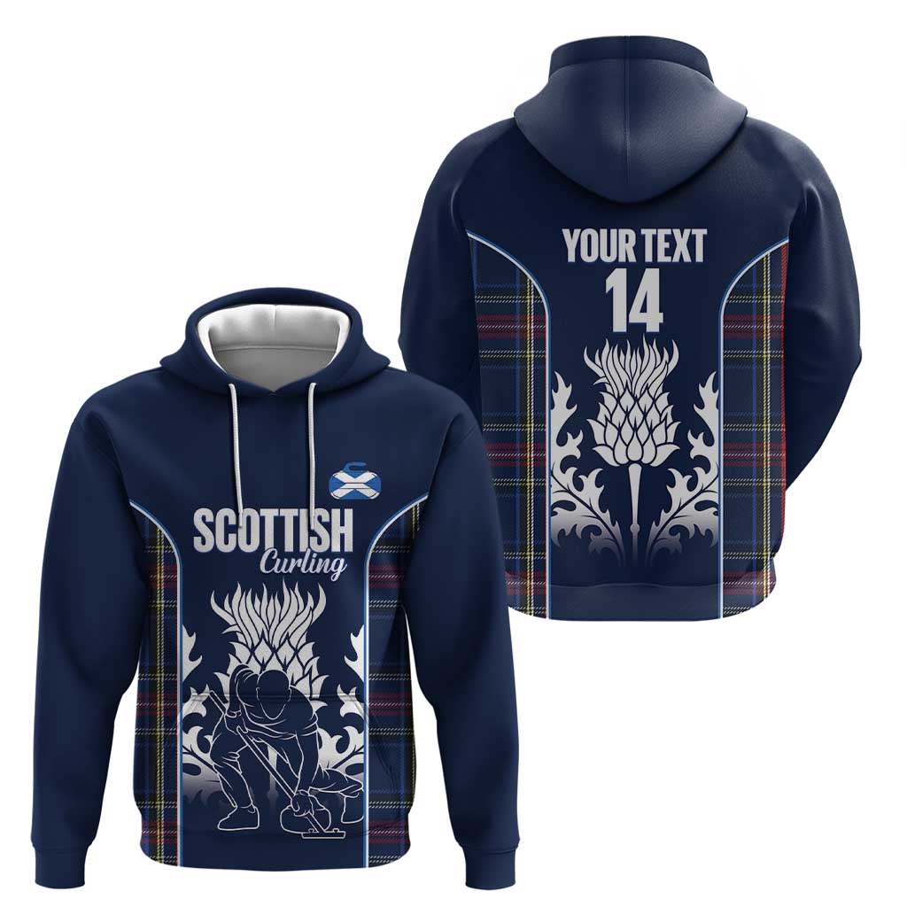 Custom Scotland Curling Hoodie Scottish Thistle Mix Tartan Pattern - Wonder Print Shop