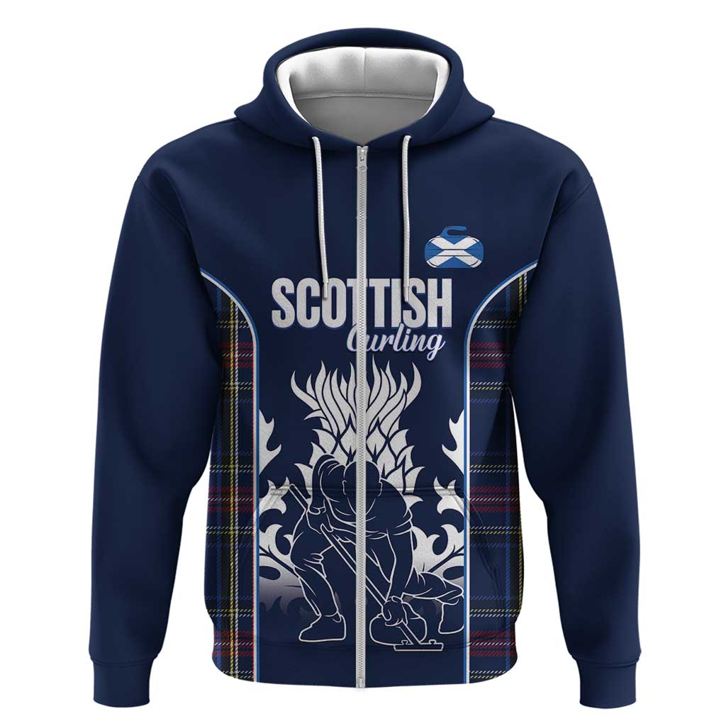 Custom Scotland Curling Hoodie Scottish Thistle Mix Tartan Pattern - Wonder Print Shop