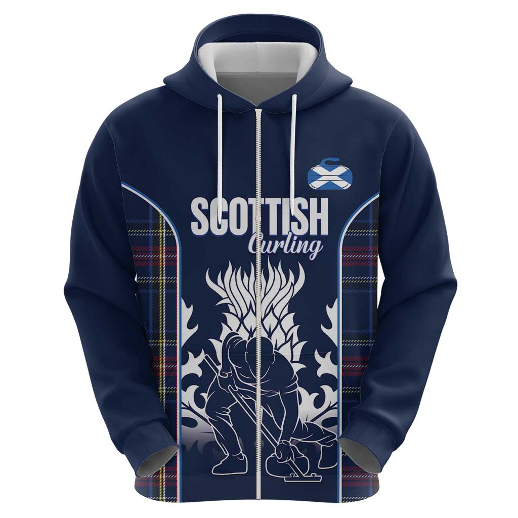 Custom Scotland Curling Hoodie Scottish Thistle Mix Tartan Pattern - Wonder Print Shop