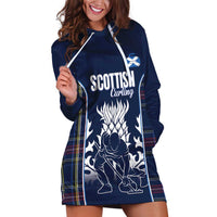 Custom Scotland Curling Hoodie Dress Scottish Thistle Mix Tartan Pattern - Wonder Print Shop