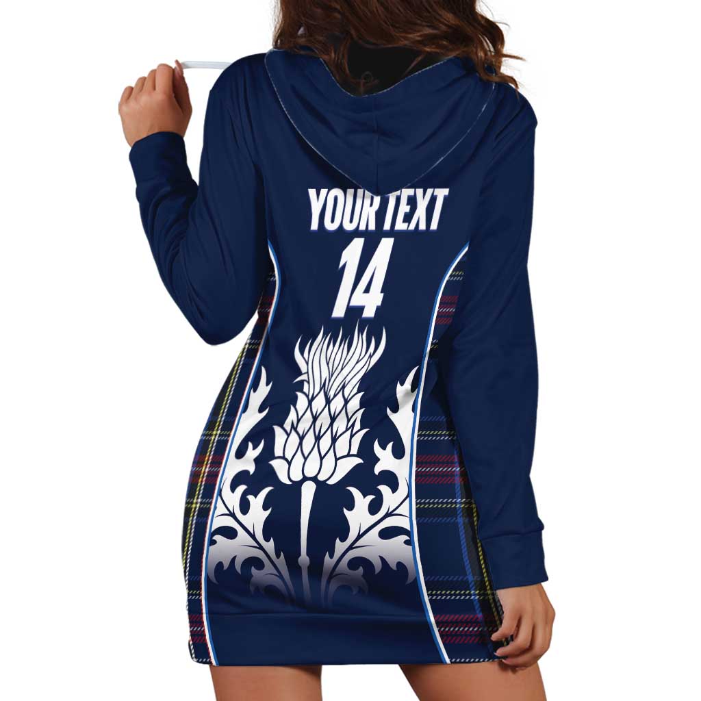 Custom Scotland Curling Hoodie Dress Scottish Thistle Mix Tartan Pattern - Wonder Print Shop