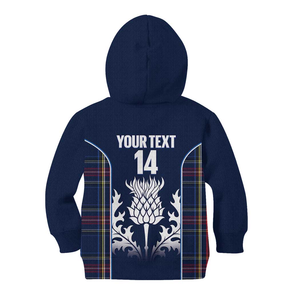 Custom Scotland Curling Kid Hoodie Scottish Thistle Mix Tartan Pattern - Wonder Print Shop