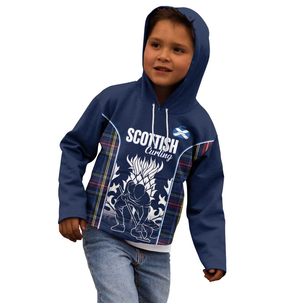 Custom Scotland Curling Kid Hoodie Scottish Thistle Mix Tartan Pattern - Wonder Print Shop