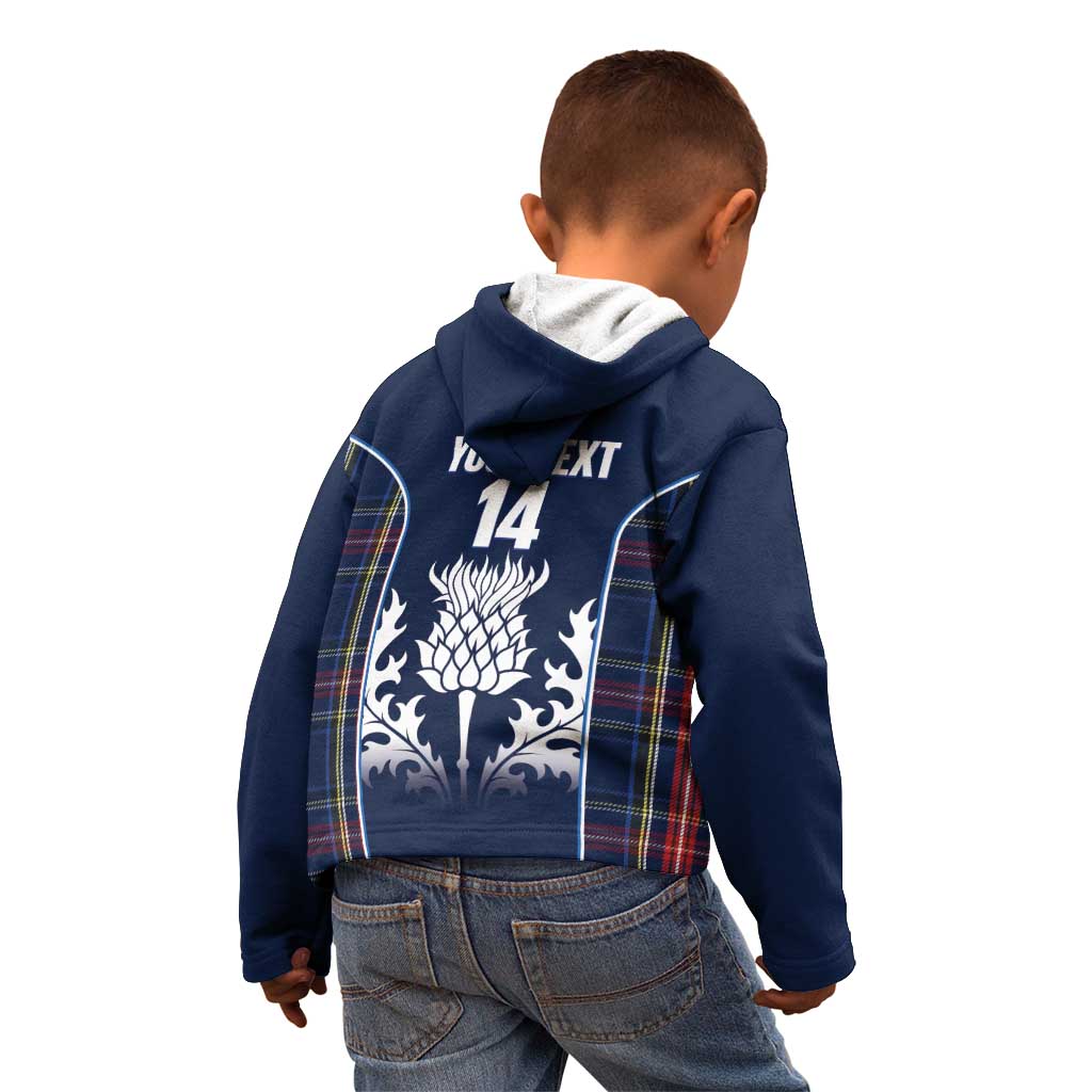 Custom Scotland Curling Kid Hoodie Scottish Thistle Mix Tartan Pattern - Wonder Print Shop