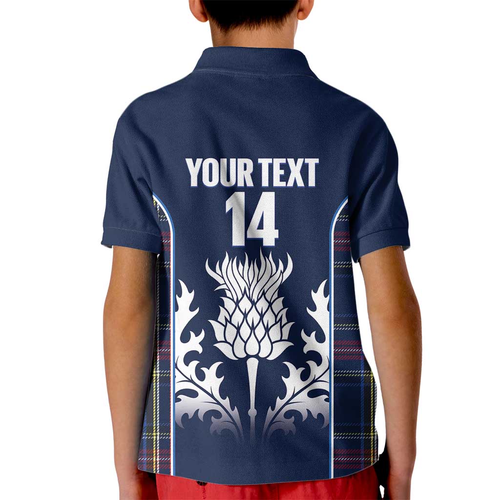Custom Scotland Curling Kid Polo Shirt Scottish Thistle Mix Tartan Pattern - Wonder Print Shop