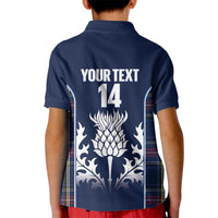 Custom Scotland Curling Kid Polo Shirt Scottish Thistle Mix Tartan Pattern - Wonder Print Shop