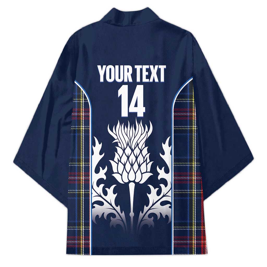 Custom Scotland Curling Kimono Scottish Thistle Mix Tartan Pattern - Wonder Print Shop