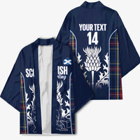 Custom Scotland Curling Kimono Scottish Thistle Mix Tartan Pattern - Wonder Print Shop