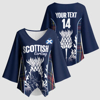 Custom Scotland Curling Kimono Sleeve Blouse Scottish Thistle Mix Tartan Pattern - Wonder Print Shop