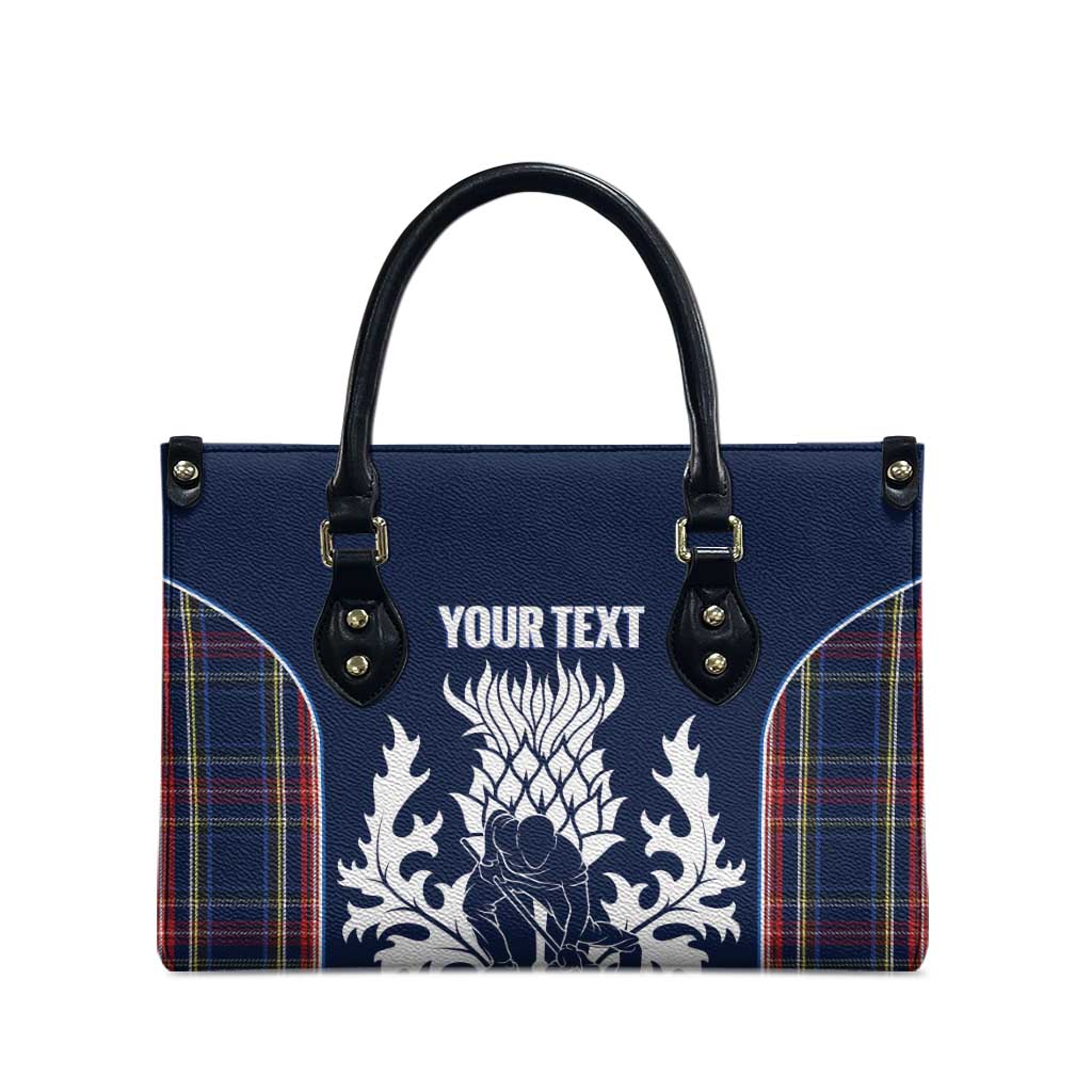 Custom Scotland Curling Leather Bag Scottish Thistle Mix Tartan Pattern - Wonder Print Shop
