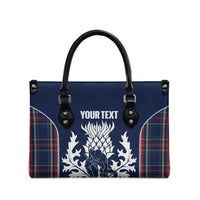 Custom Scotland Curling Leather Bag Scottish Thistle Mix Tartan Pattern - Wonder Print Shop