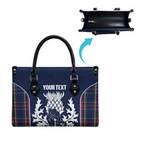 Custom Scotland Curling Leather Bag Scottish Thistle Mix Tartan Pattern - Wonder Print Shop