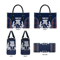Custom Scotland Curling Leather Bag Scottish Thistle Mix Tartan Pattern - Wonder Print Shop