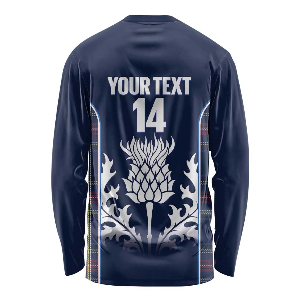 Custom Scotland Curling Long Sleeve Shirt Scottish Thistle Mix Tartan Pattern - Wonder Print Shop