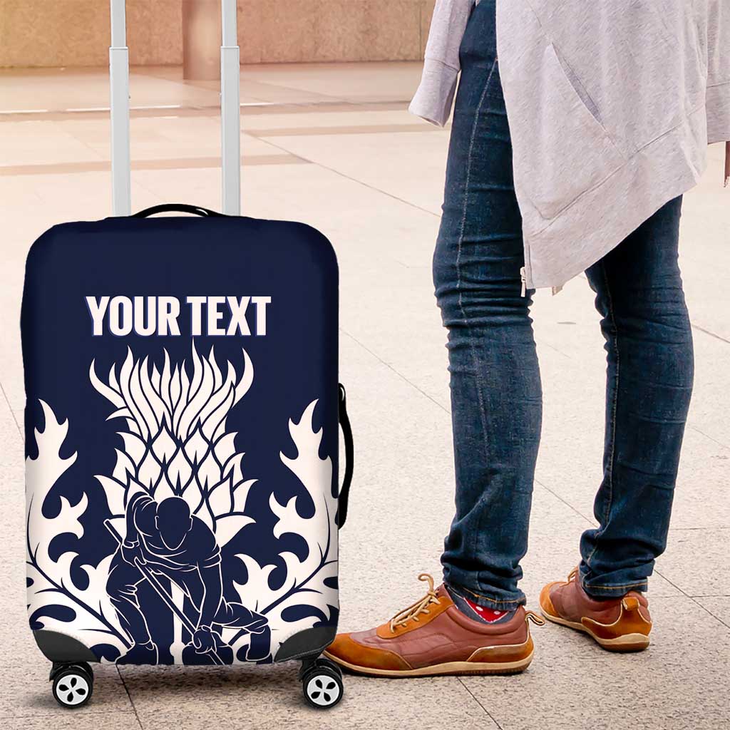 Custom Scotland Curling Luggage Cover Scottish Thistle Mix Tartan Pattern - Wonder Print Shop