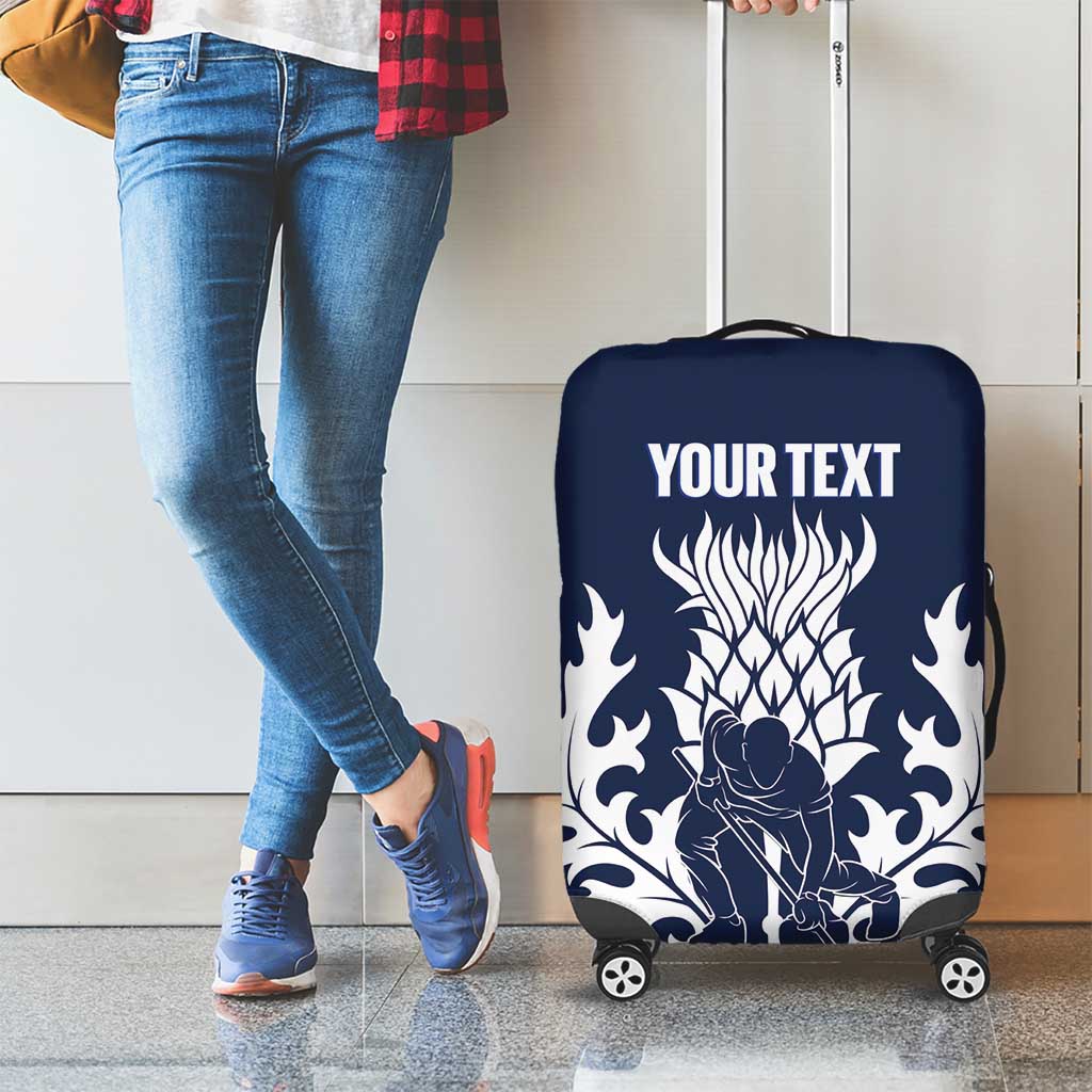 Custom Scotland Curling Luggage Cover Scottish Thistle Mix Tartan Pattern - Wonder Print Shop
