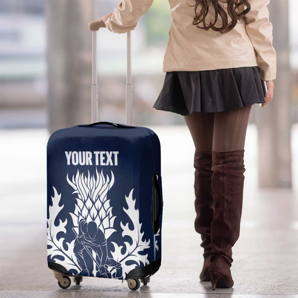 Custom Scotland Curling Luggage Cover Scottish Thistle Mix Tartan Pattern - Wonder Print Shop
