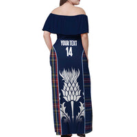 Custom Scotland Curling Off Shoulder Maxi Dress Scottish Thistle Mix Tartan Pattern - Wonder Print Shop