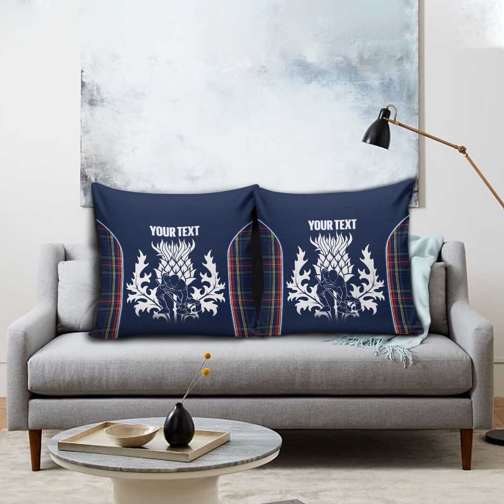 Custom Scotland Curling Pillow Cover Scottish Thistle Mix Tartan Pattern - Wonder Print Shop
