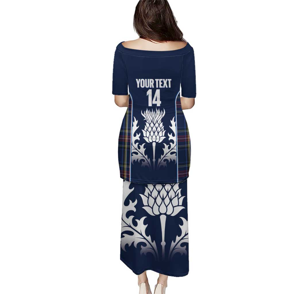 Custom Scotland Curling Puletasi Scottish Thistle Mix Tartan Pattern - Wonder Print Shop