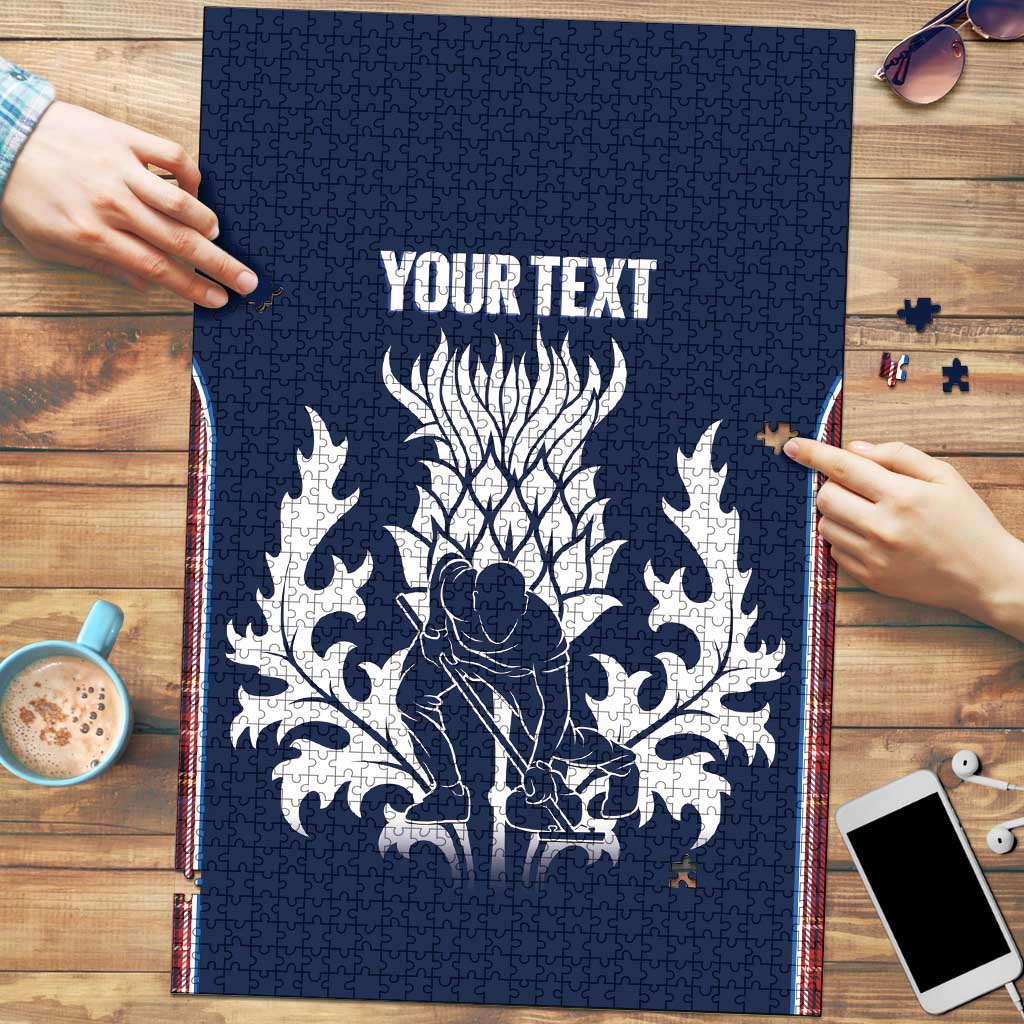 Custom Scotland Curling Puzzle Scottish Thistle Mix Tartan Pattern - Wonder Print Shop