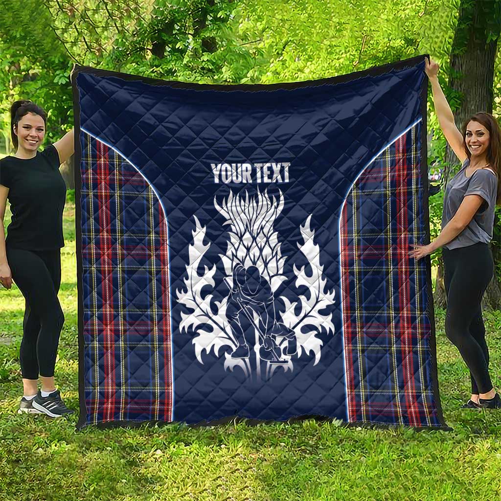 Custom Scotland Curling Quilt Scottish Thistle Mix Tartan Pattern - Wonder Print Shop