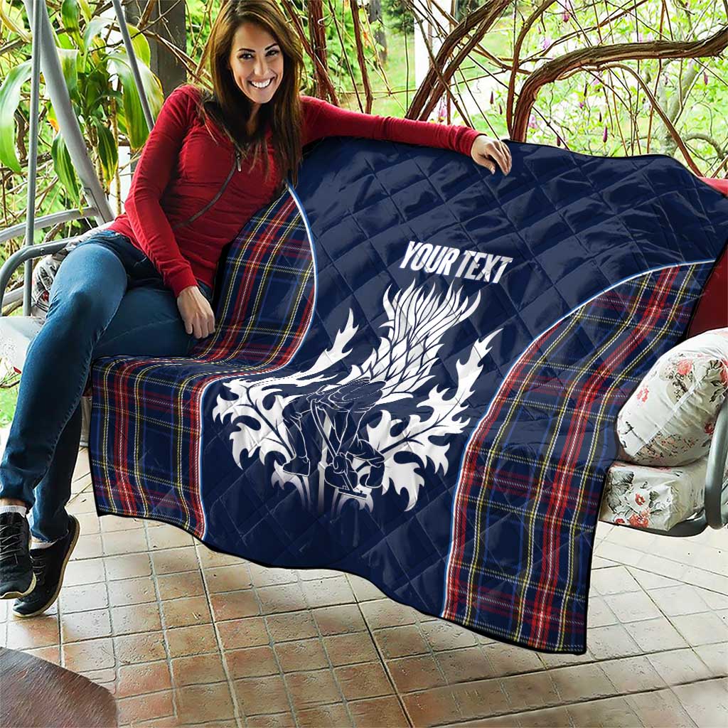 Custom Scotland Curling Quilt Scottish Thistle Mix Tartan Pattern - Wonder Print Shop
