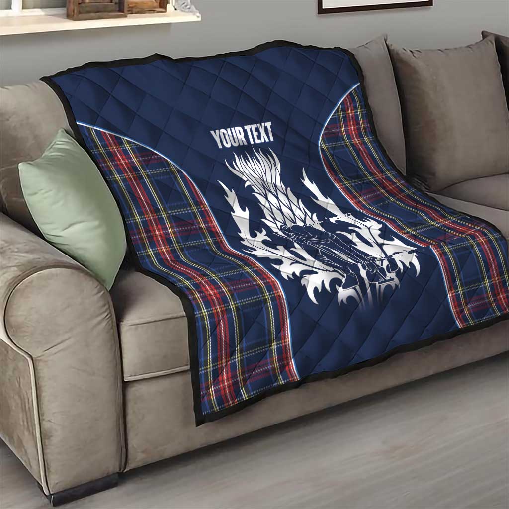 Custom Scotland Curling Quilt Scottish Thistle Mix Tartan Pattern - Wonder Print Shop