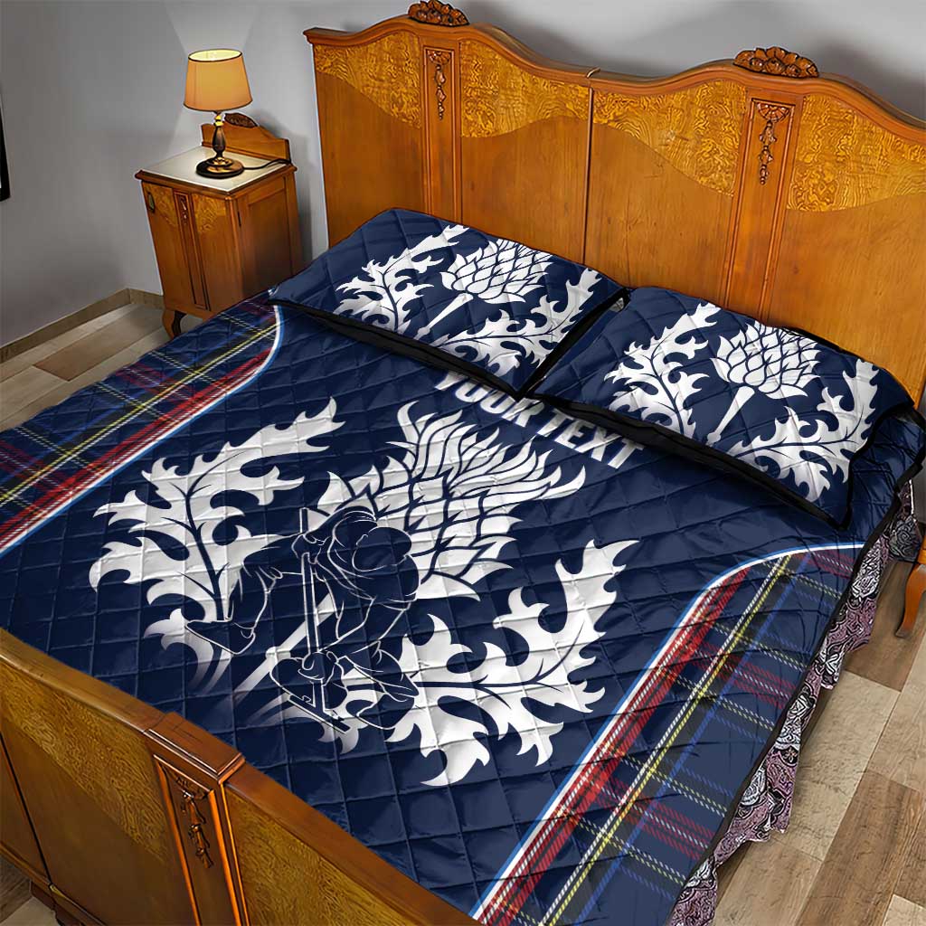 Custom Scotland Curling Quilt Bed Set Scottish Thistle Mix Tartan Pattern - Wonder Print Shop