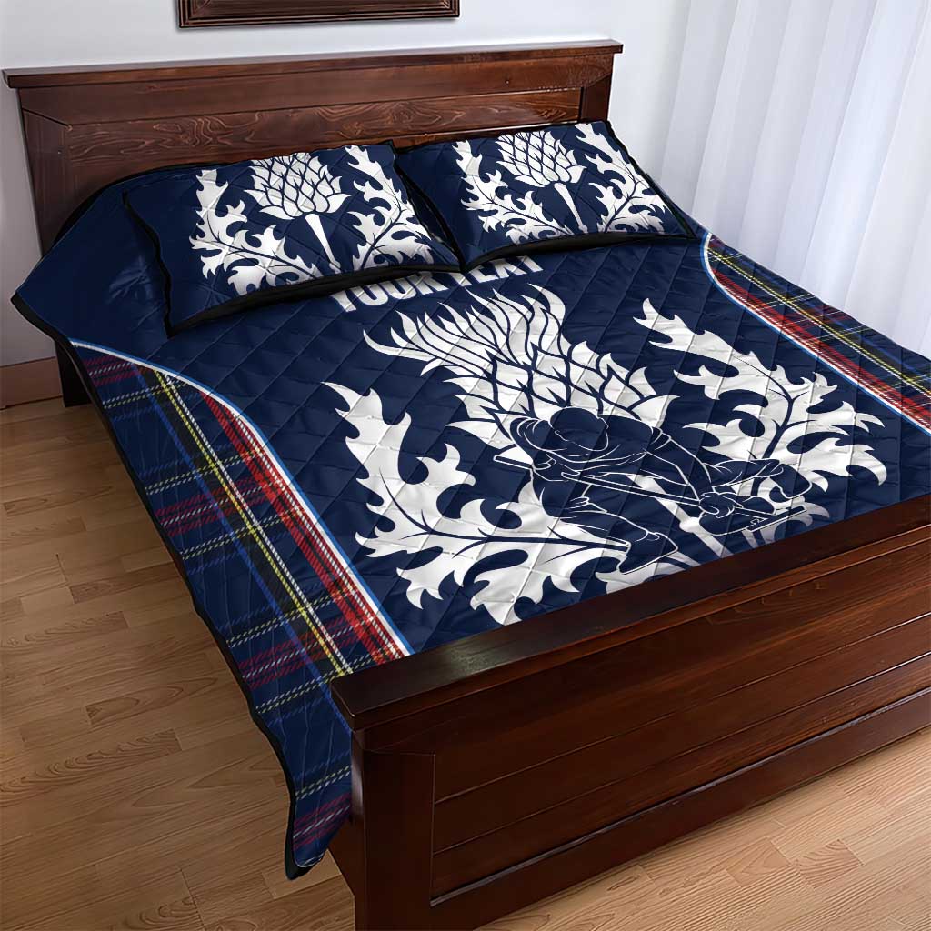Custom Scotland Curling Quilt Bed Set Scottish Thistle Mix Tartan Pattern - Wonder Print Shop