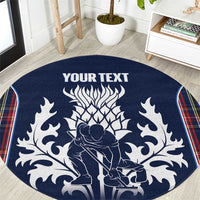 Custom Scotland Curling Round Carpet Scottish Thistle Mix Tartan Pattern - Wonder Print Shop