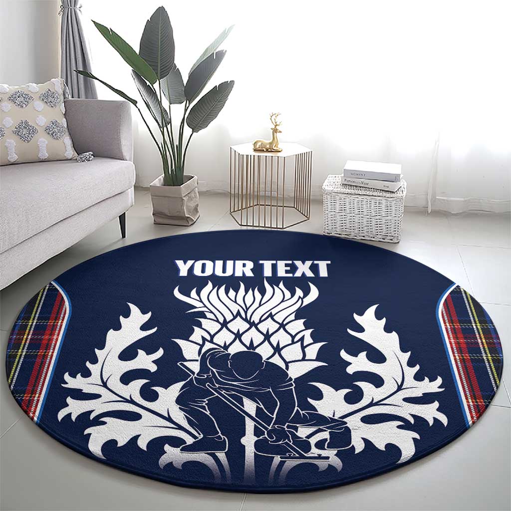 Custom Scotland Curling Round Carpet Scottish Thistle Mix Tartan Pattern - Wonder Print Shop