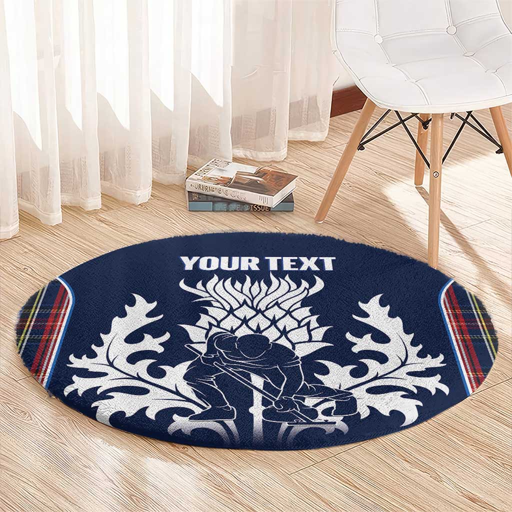 Custom Scotland Curling Round Carpet Scottish Thistle Mix Tartan Pattern - Wonder Print Shop
