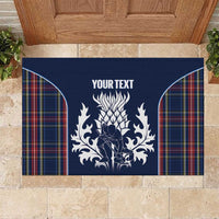 Custom Scotland Curling Rubber Doormat Scottish Thistle Mix Tartan Pattern - Wonder Print Shop