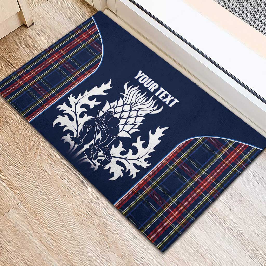 Custom Scotland Curling Rubber Doormat Scottish Thistle Mix Tartan Pattern - Wonder Print Shop