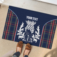 Custom Scotland Curling Rubber Doormat Scottish Thistle Mix Tartan Pattern - Wonder Print Shop