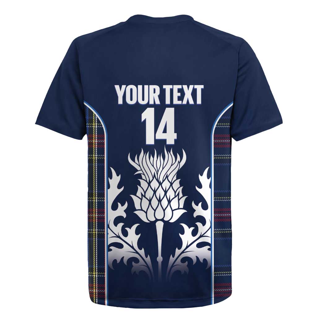 Custom Scotland Curling Rugby Jersey Scottish Thistle Mix Tartan Pattern - Wonder Print Shop