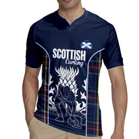 Custom Scotland Curling Rugby Jersey Scottish Thistle Mix Tartan Pattern - Wonder Print Shop